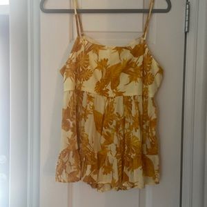 On-Trend BANANA REPUBLIC Golden Rays Sawyer Tropic print top! Open-back detail!